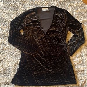 Vintage Velvet Deep V Neck Wrap Front Blouse or Minidress 70’s 80’s vibes